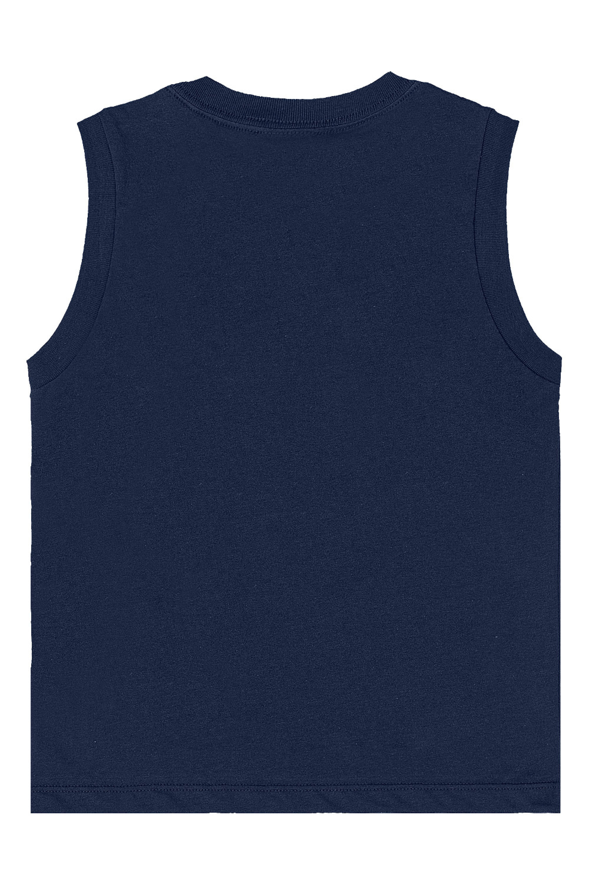 Regata Infantil Masculina em Algodão Estampado (Azul Marinho) Quimby - Imagem 3